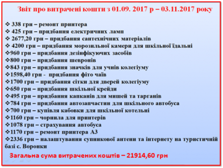 Звіт про витрачені кошти