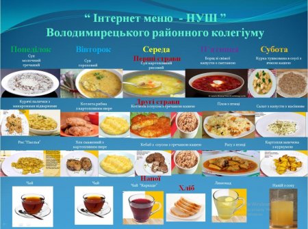 Меню з 06 травня по 11 травня 2019 року
