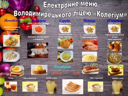 Меню з 20.12.2021 по 24.12.2021 року