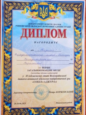 Вітаємо переможців обласного етапу гри «Сокіл»(«Джура»)