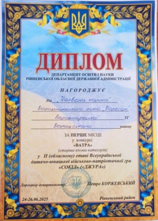 Вітаємо переможців обласного етапу гри «Сокіл»(«Джура»)