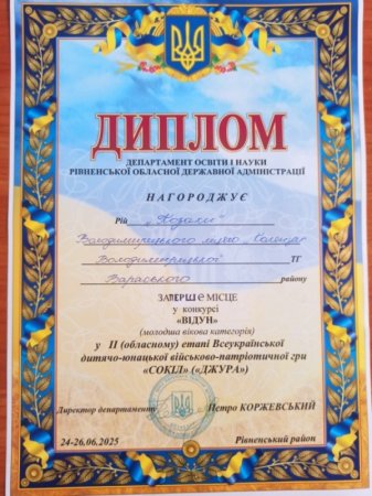 Вітаємо переможців обласного етапу гри «Сокіл»(«Джура»)